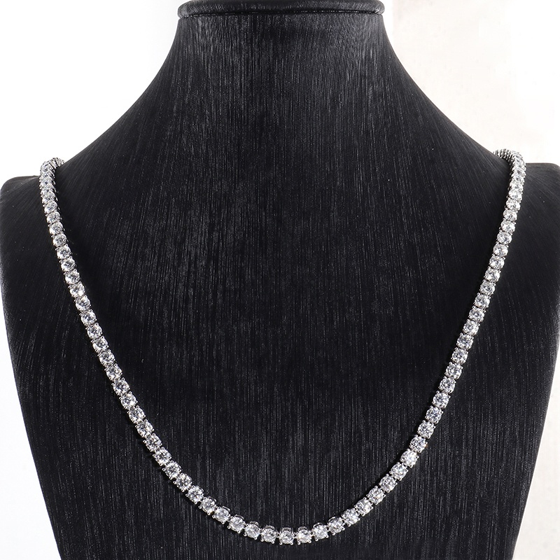 Custom Fashion Jewelry 22Inches DEF 3MM Round Moissanite Tennis Chain in Silver/10K/14K Prong Settin