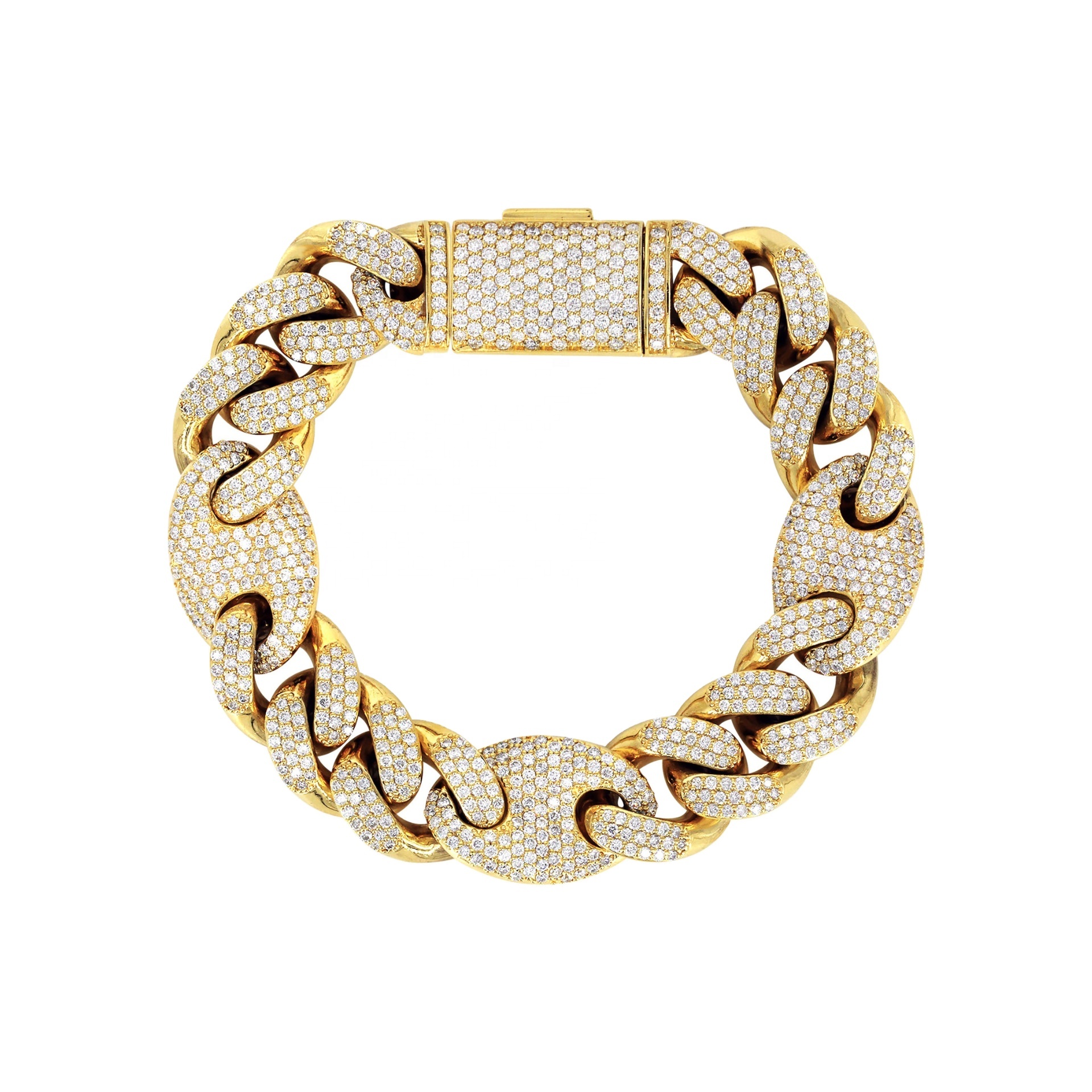 Custom VS-SI Natural Diamond Cuban Link Bracelet  10mm 20mm Hip Hop Necklace Men 925, 10k to 14k Gol