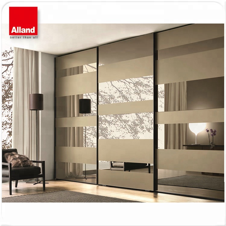 Modern Bedroom Furniture 3 Sliding Doors glass Wardrobe