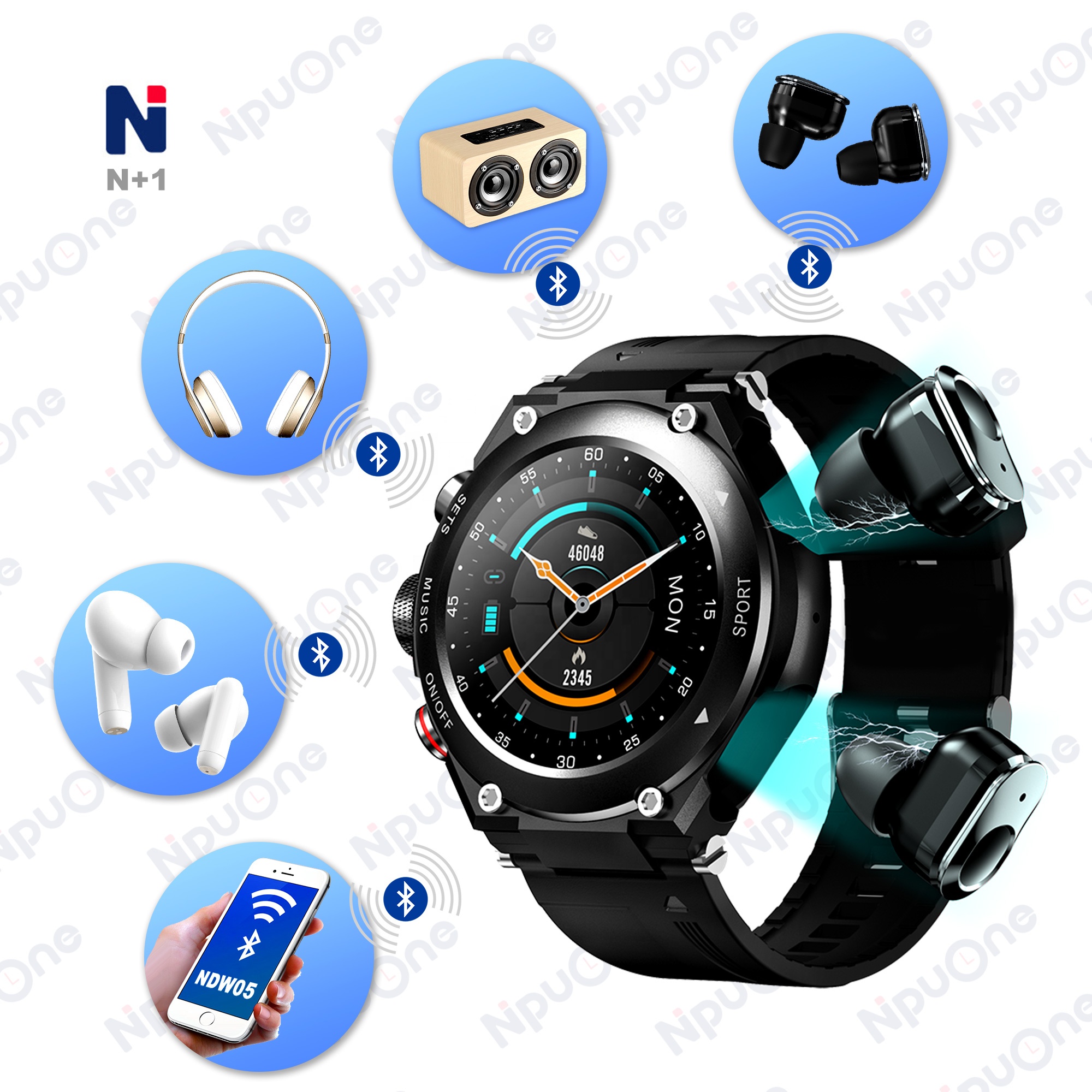 OEM ODM Manufacturer SDK Smartwatch 2022 Hot Wireless TWS Earphone 2 In 1 men Smart Watch with Earbu