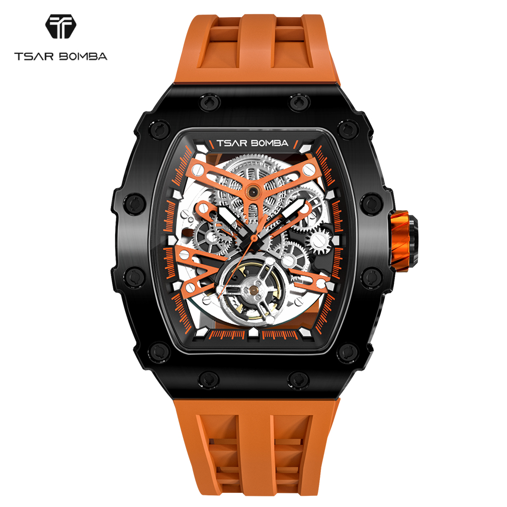 TSAR BOMBA Hot Sale Mens Watch Luxury Brand Skeleton Dial Automatic mechanical Watch for Men